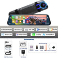Aprilboy 10'' 4K Mirror Dash Cam Dual Camera with Wireless Carplay Android Auto Parking Assistance Loop Recording Navigation