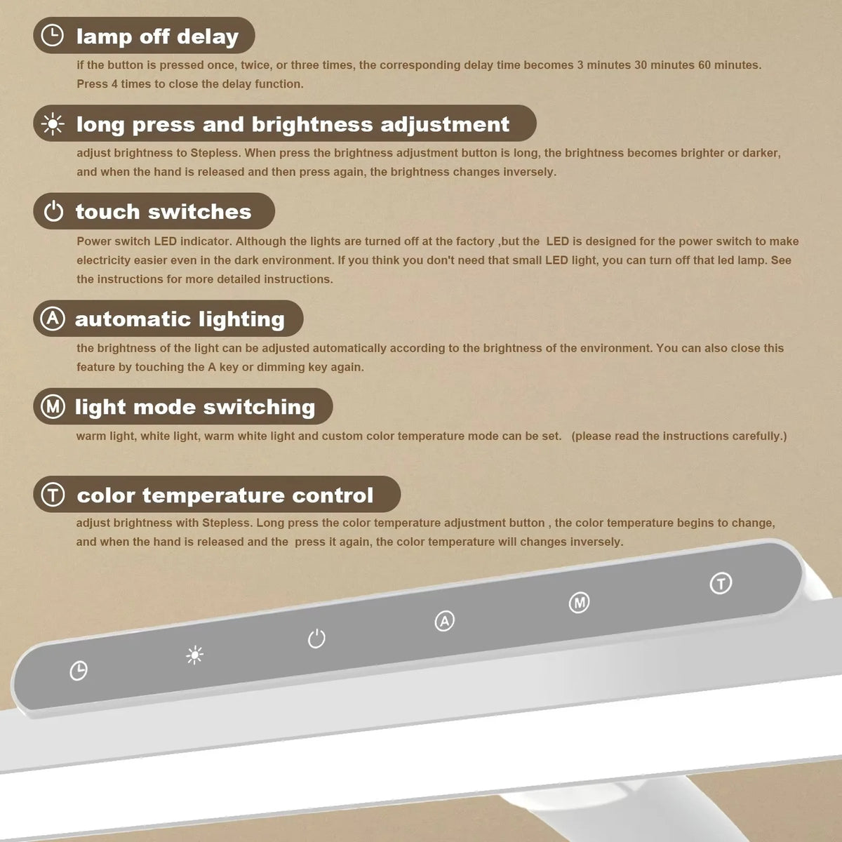 LOOPITYS 24W LED Desk Lamp 80cm 2310 Lumens Touch Control Dimmable Adjustable Color Temperature Clamp Table Lamp