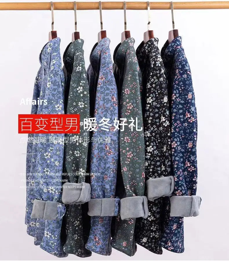 2025 spring shirts flower design high quality thicken casual mens shirt,autumn smart casual shirt men,size M-5XL KCY019