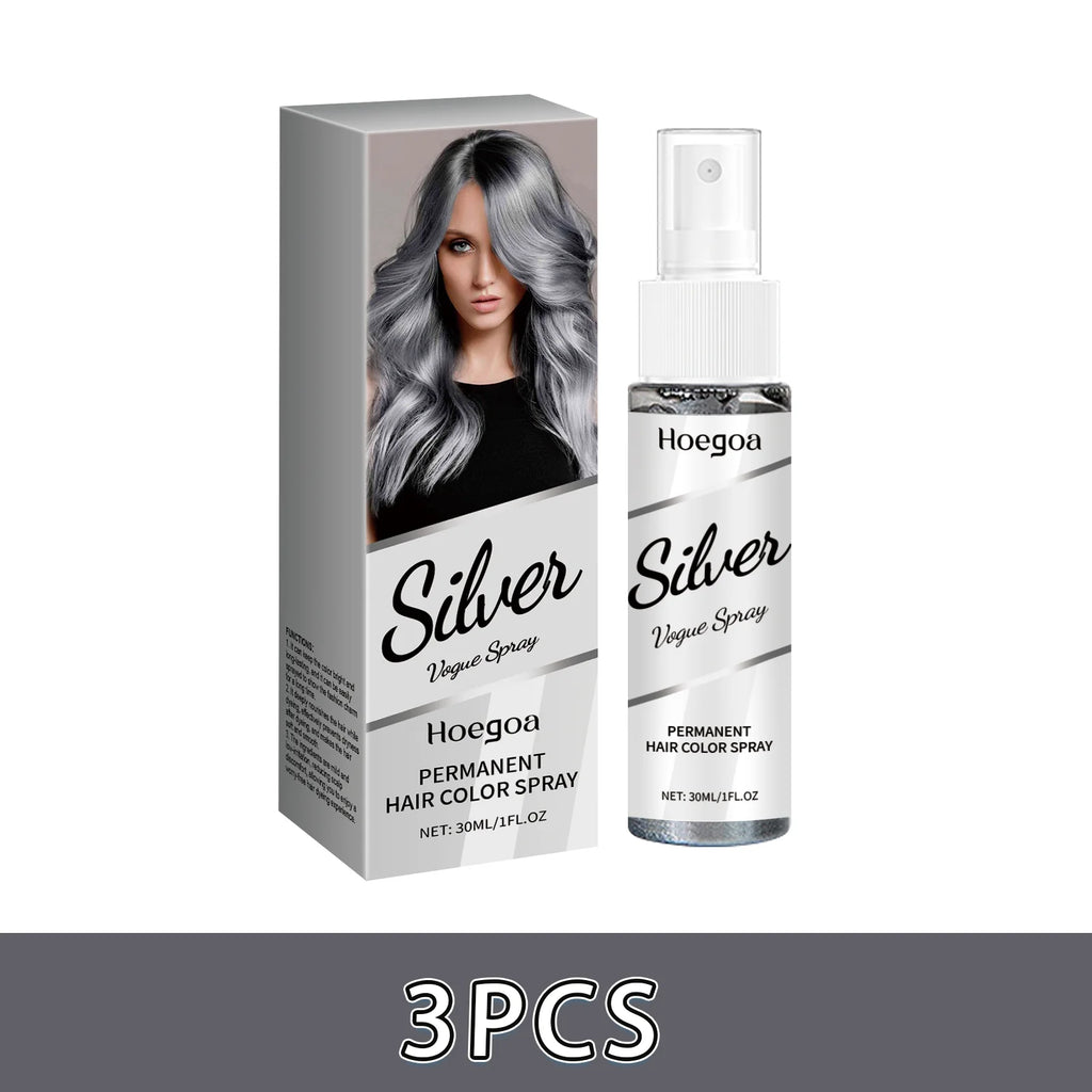 Silver Gray Hair Color Spray Long Lasting Color Gentle Formula Easy Application For Quick Styling Fashion Hair Dye Mist