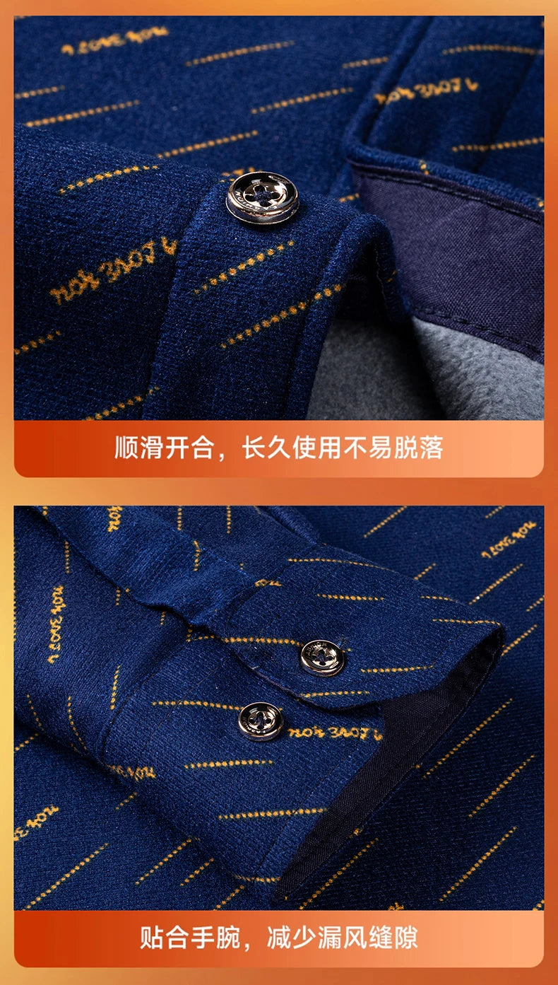 Men's Fashion Warm Long-sleeved Plaid Shirts Thickened Double-sided Fleece Cold-resistant Plus-size Casual Business Check Shirts