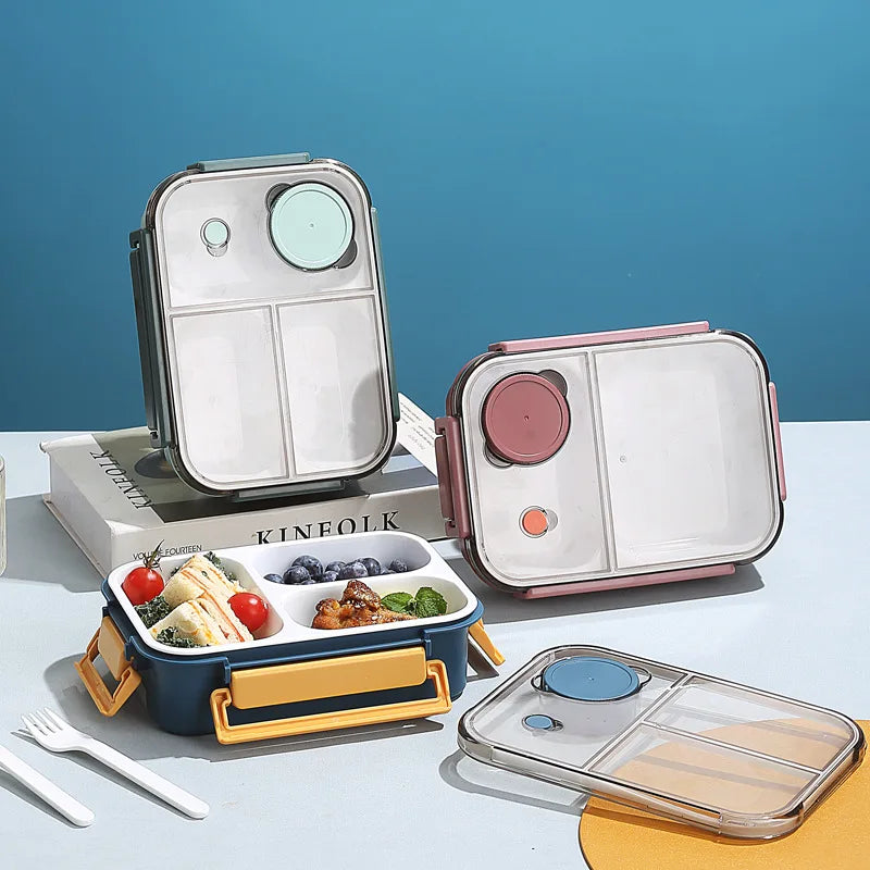 850ML Lunch Box with Tableware Sauce Box Portable Plastic Compartment Bento Box for Kids Food Storage Container Microwavable