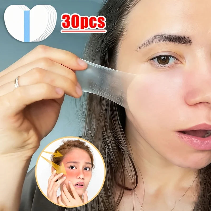 30pcs Outdoor Invisible Makeup Patches Ultra thin Invisible Facial Training Patches Cuttable Full Face Makeup Application