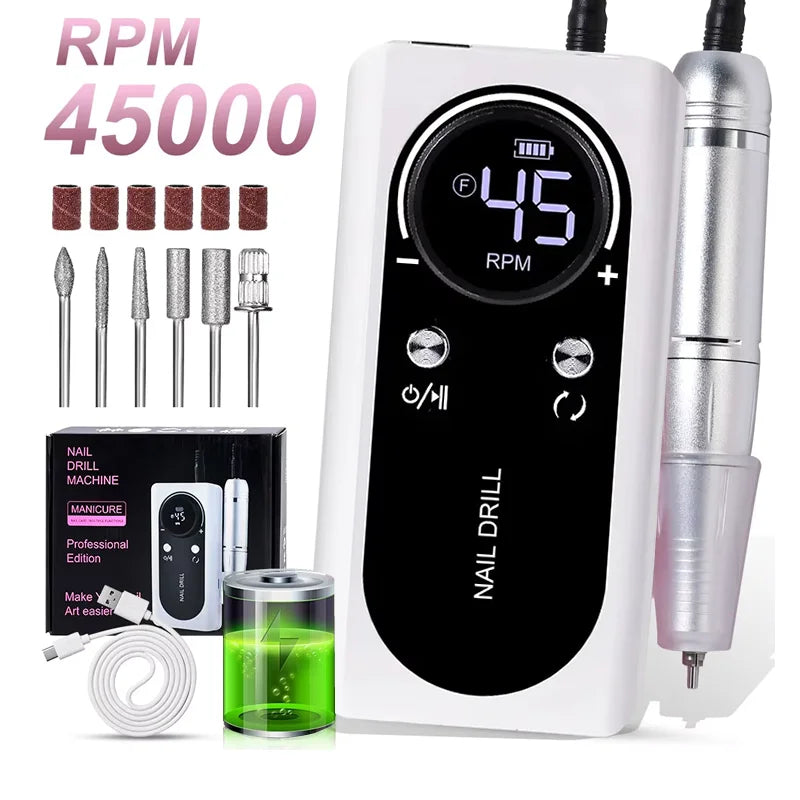 Professional Nail Drill Set Manicure Cutter Nail Equipment Nail Supplies Home Use Electric  Nail Drill Machine Nail Grinder