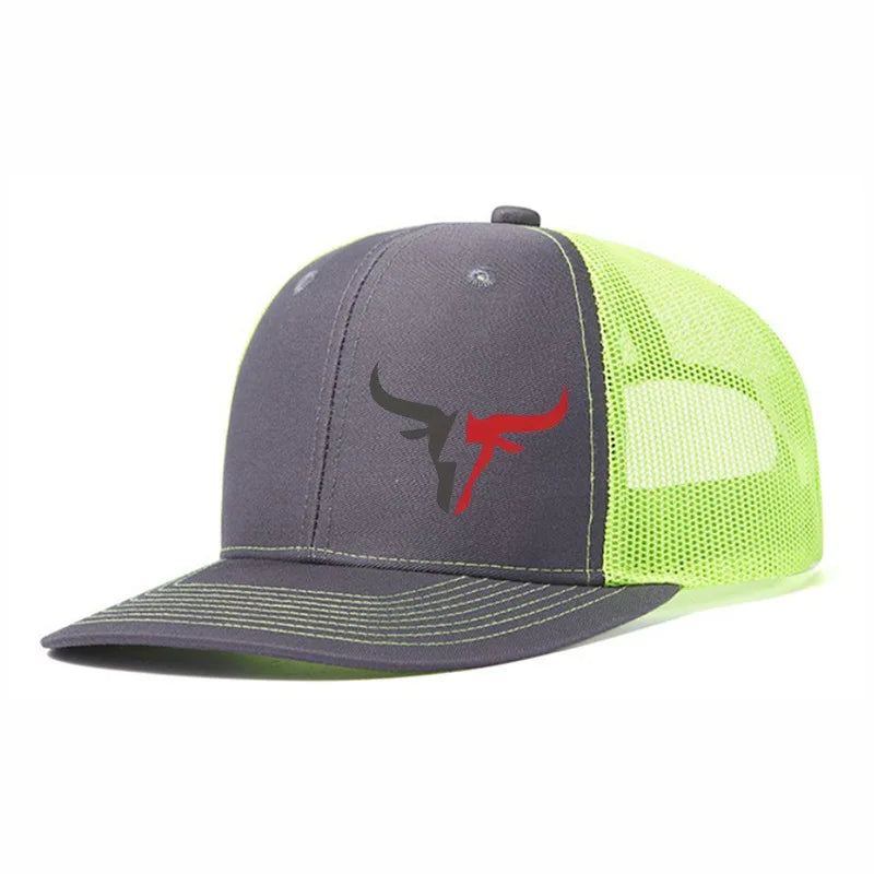 Breathable Adjustable Bull Head Print Baseball Cap - Lightweight Sun Hat for Outdoor Sports, Mesh Design，Perfect for Casual Wear