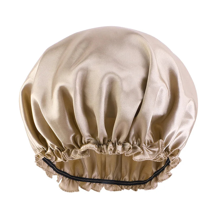 Solid Color Night Sleep Cap Women Elastic Satin Night Sleeping Hat Hair Care Bonnet Nightcap Makeup Head Wrap Cover Shower Cap