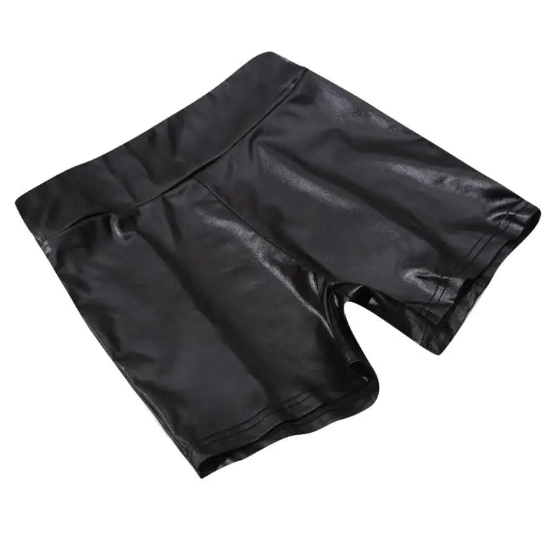 2026 Sexy Womens Shorts Shiny Elastic High Waist Shiny Faux PU Leather Short Pants Slim Hot Dance Clubwear Mini Shorts