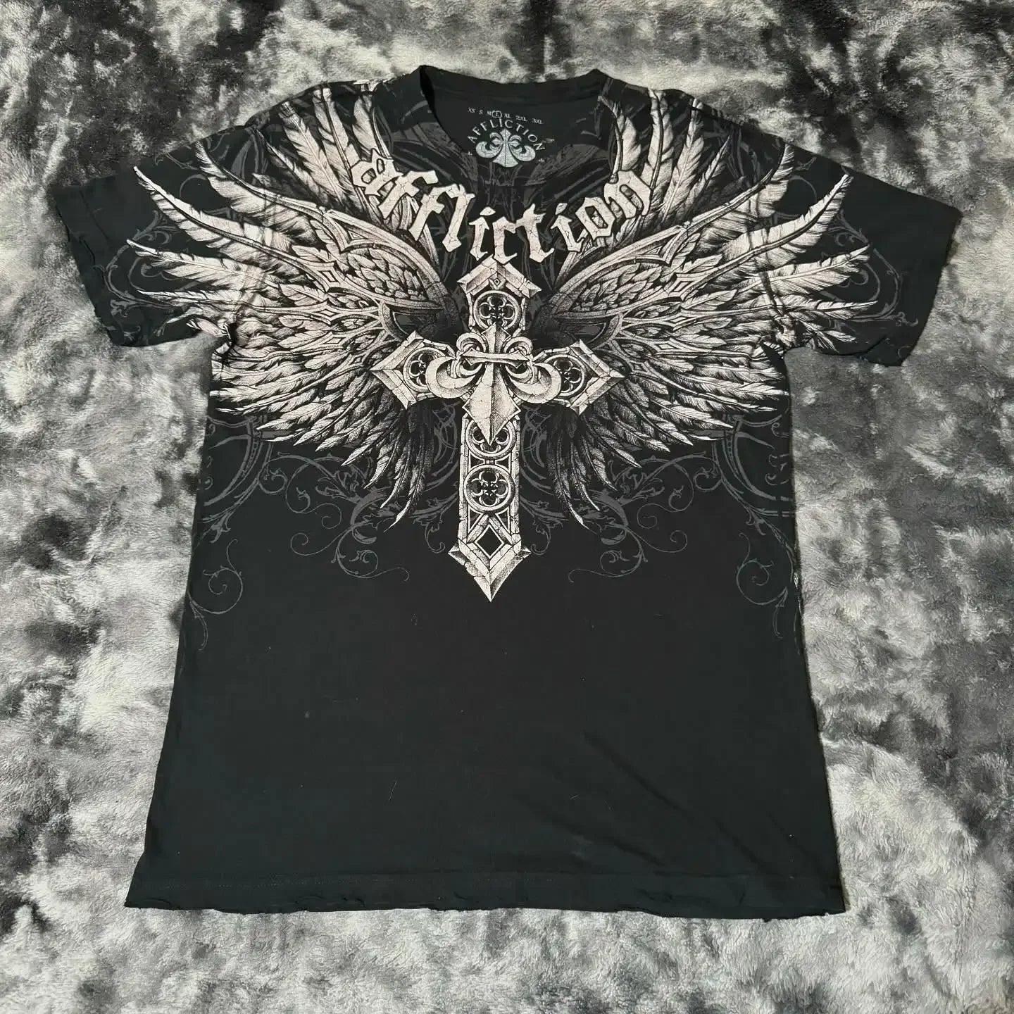 Affliction High Street Y2K Mens T shirt Retro Graphic Print Oversized T Shirt Harajuku Gothic Cotton Short Sleeve Tops New