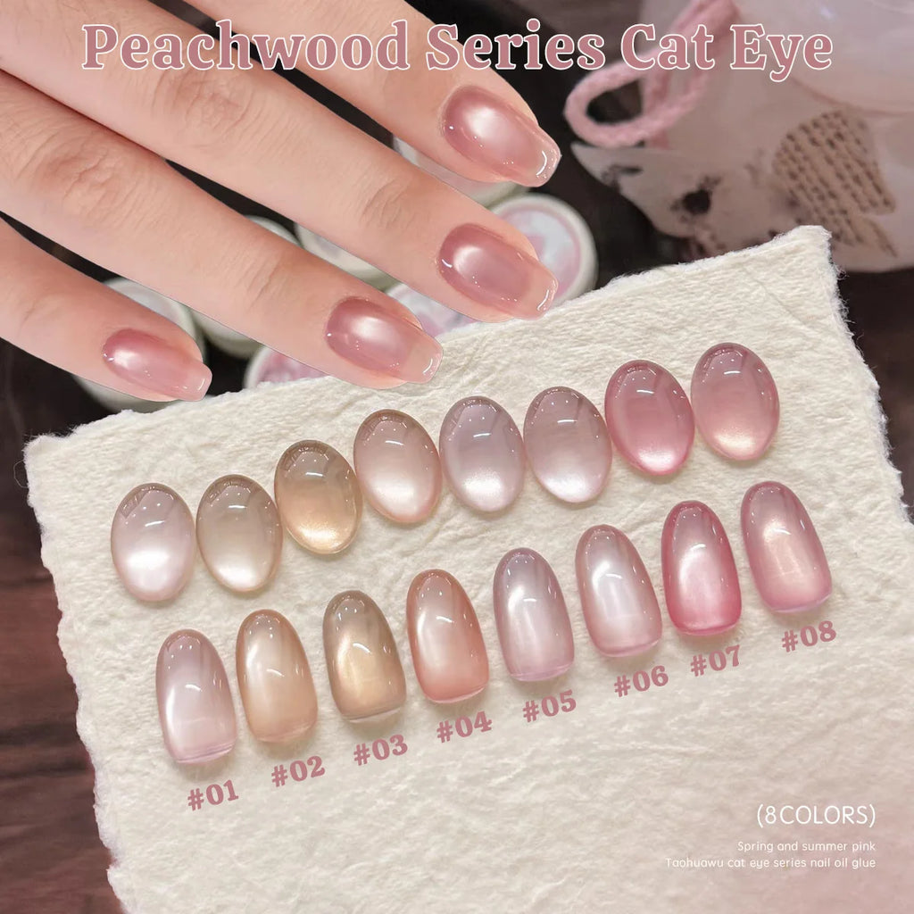 1-12pcs ZH Spring/Summer Ice Transparent Sweet Wine Glass Beads Cat Eye Nail Polish Gel New Flashy Popular Pink Nail Supplies
