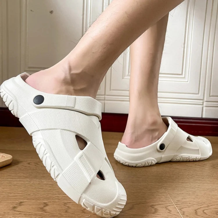 Men Closed Toe EVA Clogs Thick Sole Breathable Antibacterial Odor Resistant Non Slip Comfort Indoor Outdoor Unisex Men Slippers