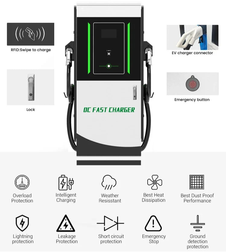 DC EV Charger DC EV Charging Station 60kW Fast Charger CCS2 CCS1 NACS Dual Guns OCPP Smart Commercial Public Charger