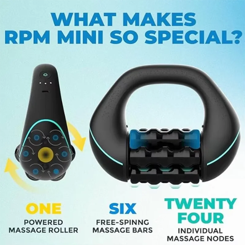 Mini Rolling Percussive Massager Whole Body Fatigue Relief Deep Tissue and Muscle Recovery Rechargeable Powerful 3-Speed Spin