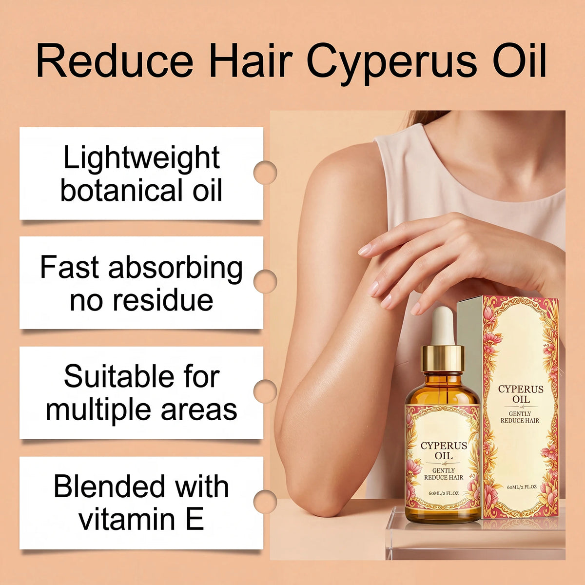 Cyperus Rotundus Oil Hair Growth Inhibitor Hair Removal Smooth Soothing Silky Minimizing Soften Nourishing Moisturizing Body Oil