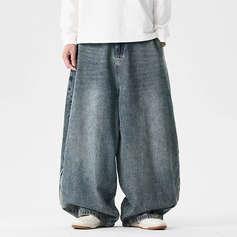 Streetwear Men Wide Leg Denim Pants Harajuku Baggy Jeans Male Casual Oversized Jean Trousers Men Fashion Large Size 5XL