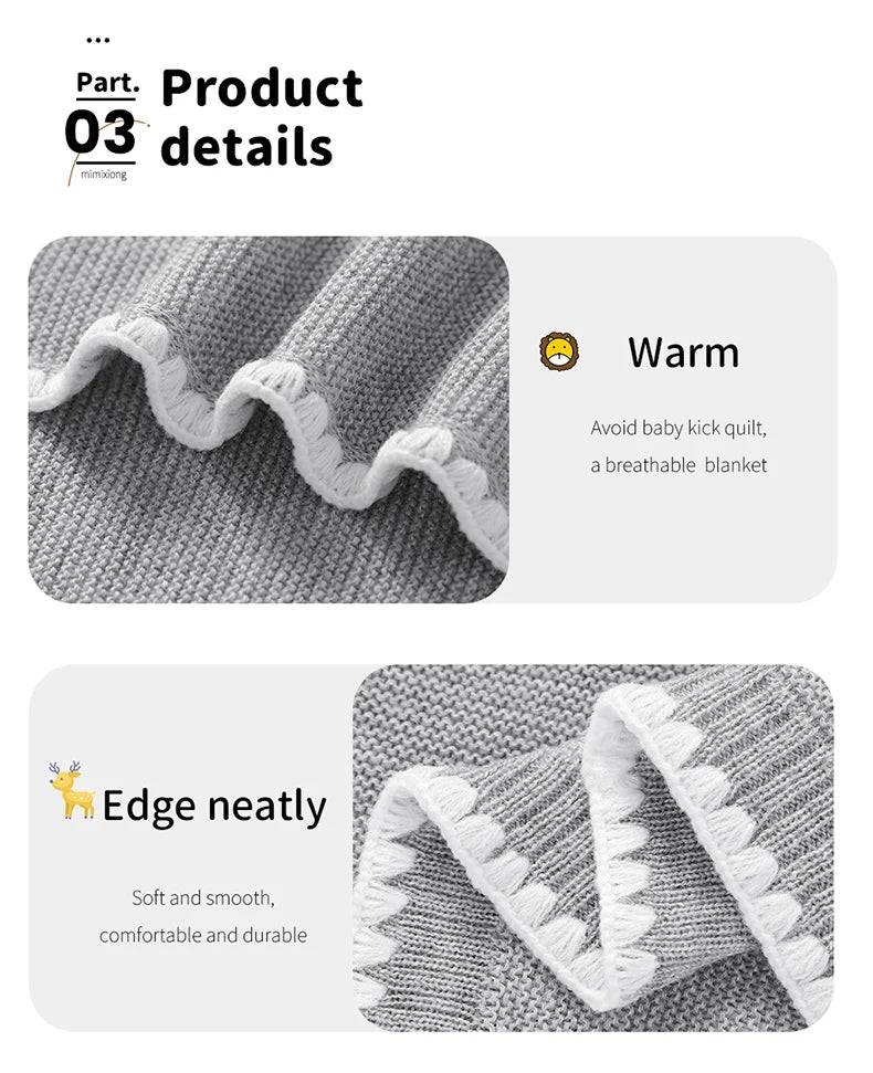 Baby Blankets Knitted Newborn Boy Girl Bedding Quilt 90*70CM Plaid Infant Stroller Swaddle Envelop Wrap Fashion Solid Super Soft