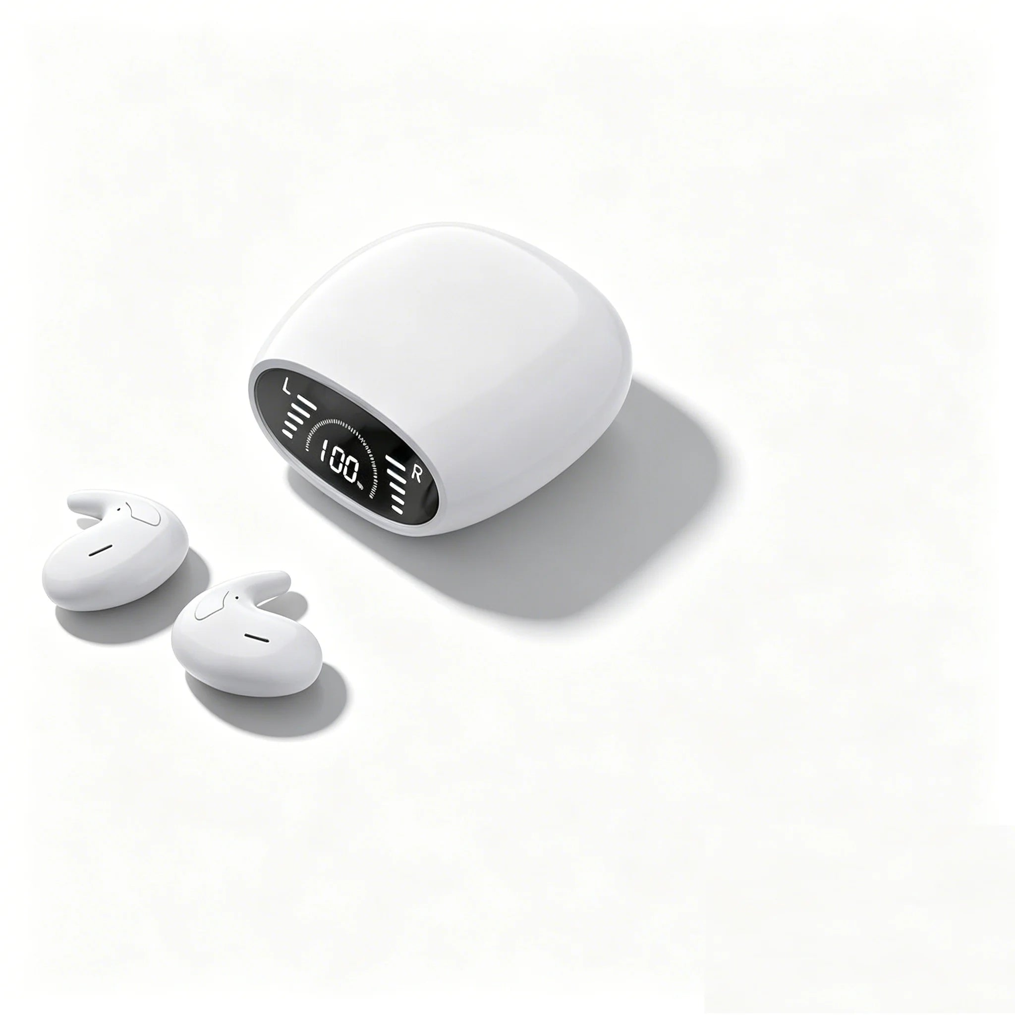 Ultra Thin Cloud-Fit Invisible Earphones Ergonomic Lightweight Earbuds Comfortable for Side Sleeping Smooth Wearing with HD Mic