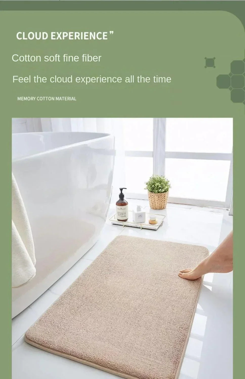Bath Mat & Bathroom Extra Thick & Soft Memory Foam & Non Slip Super Absorbent Bathroom Rugs Bath Rug for Bathroom Floor