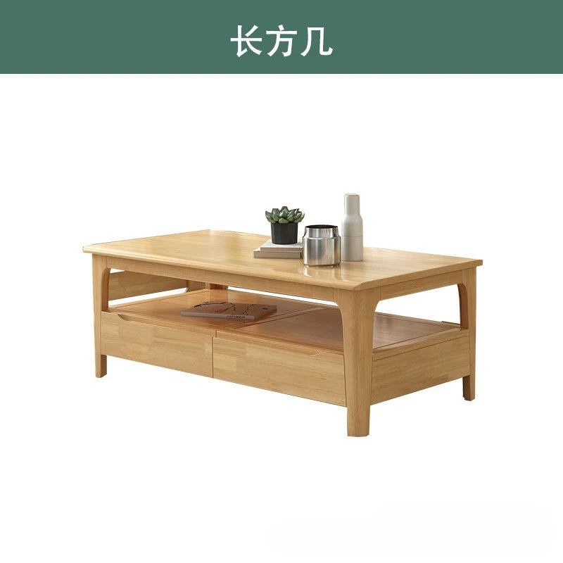 All solid wood sofa Nordic living room coffee table combination