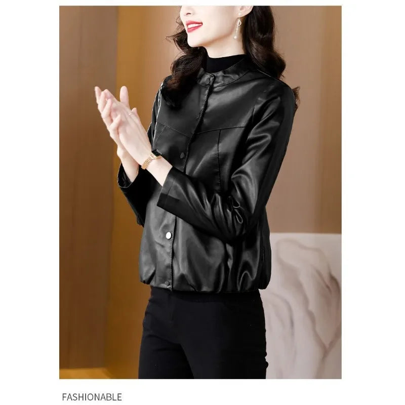 Fashionable Jacket for Women Short 2025 Spring and Autumn New Fashionable and Loose Leather Jacket