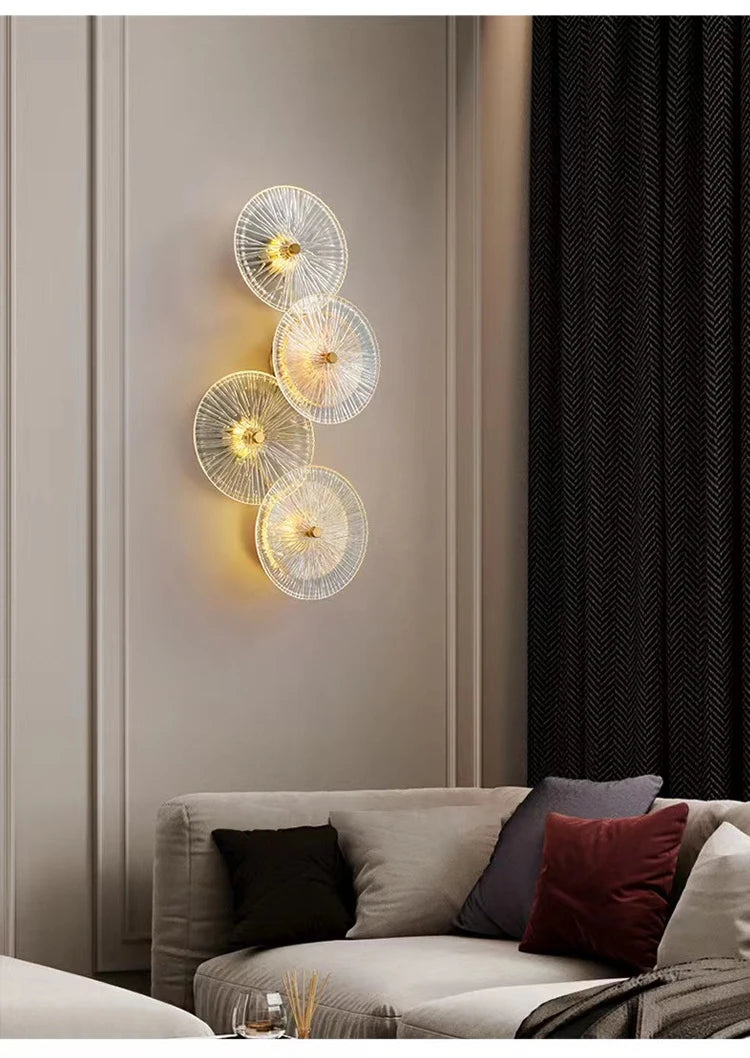 Modern Light Luxury Circular Art Glass Wall Lamp Minimalist Designer Creative Lighting for Bedroom Hallway Living Room Decor