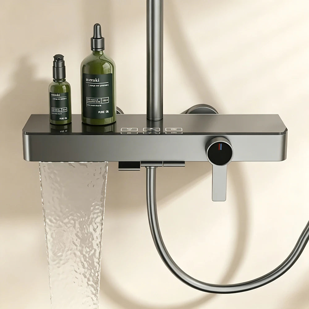 3-way Rainlfall Showers System Set Wall Mounted Bathroom Shower Faucet Set Brass Shower Mixer Crane with Hand Shower Set