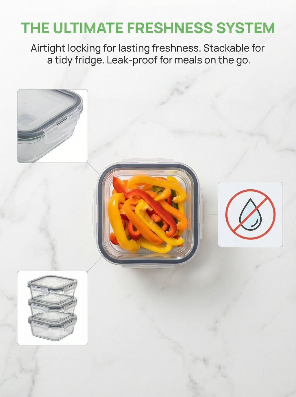 2026 New Clear Kitchen Food Storage Container Set Microwave Safe Multifunctional Plastic Lunch Box with Lid Airtight Leakproof