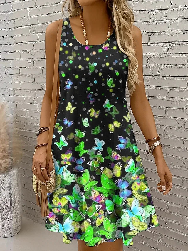Womens A Line Dress Summer Dress Off The Shoulder Dress Vacation Vintage Daily Loose Fit Floral Graphic Tropical Sleevele U Neck