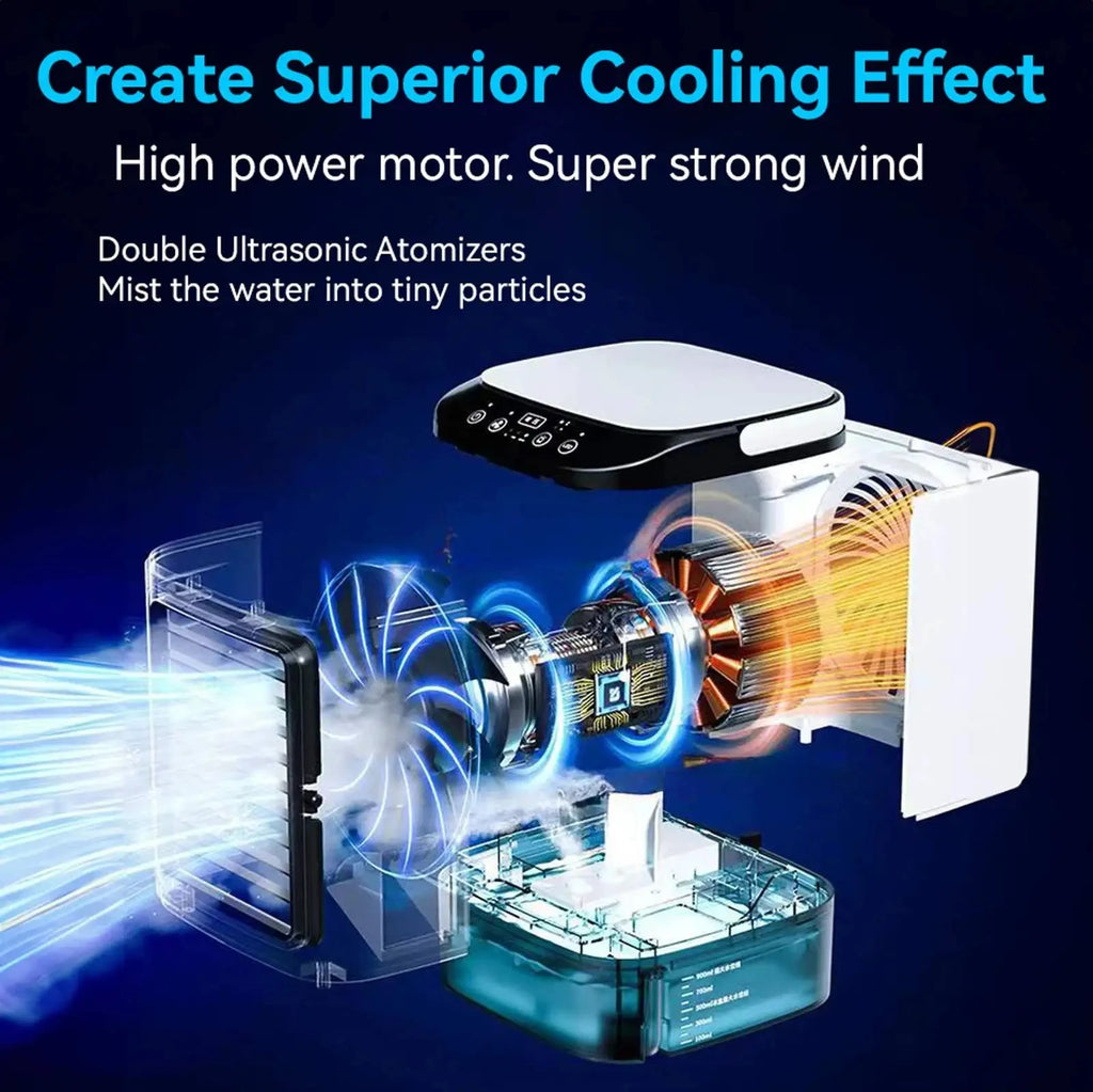 Portable Air Conditioner 3-speed Small Ac Unit Mini Air Cooler 900ml Water Tank Electric Fan With Humidifier For Bedroom JJ2818