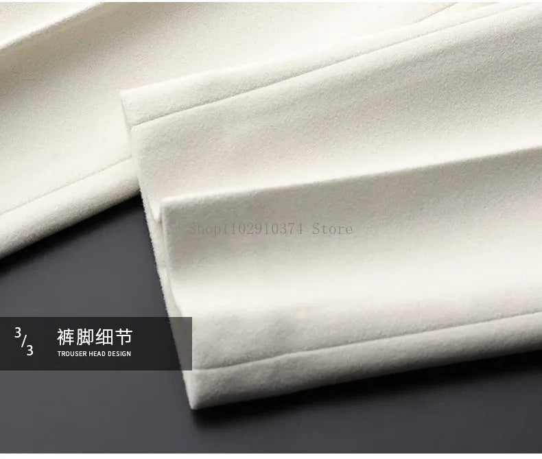 High Quality 2023 Autumn Winter New Men's Suit Pants Fashion Business Casual Woolen Suit Pants Male Straight Formal Trousers