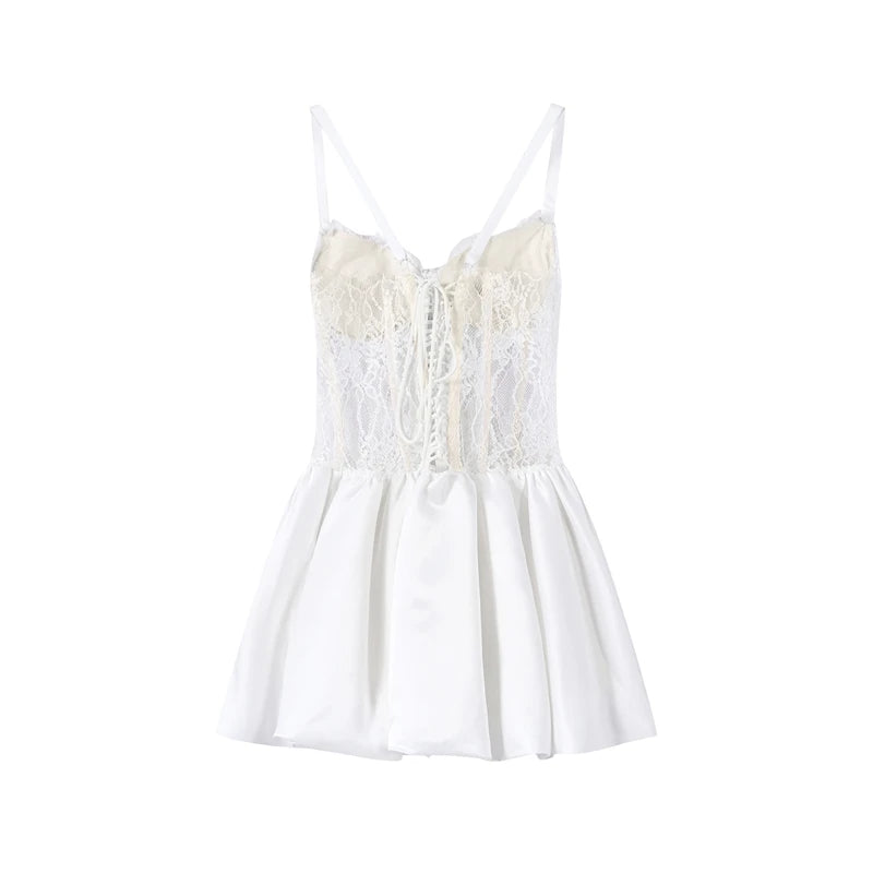 Sexy Fishbone Corset Mini Dress Women Black Hollow Out Backless Bandage Bubble Dresses 2026 Summer Party Festival Dresses