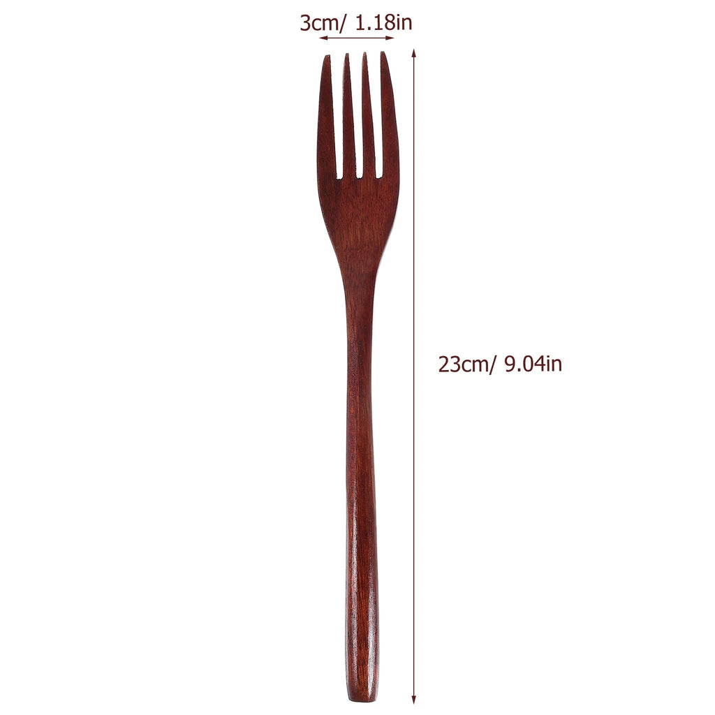 2pcs Long Handle Wooden Fork Kitchen Gadgets Tableware Natural Forks Set Eco Friendly Mixing Fork Cooking Wood Fork Cookware