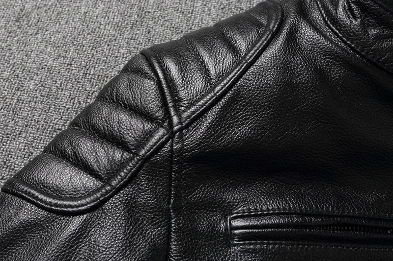 2025 New Leather Jacket Top Layer 100% Cowhide Leather Clothes Men's Stand Collar Motorcycle Clothes  Autumn Winter Plus Size