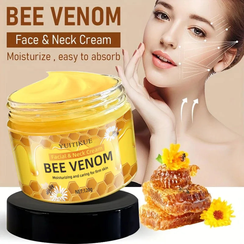 YUITIKUE 120g Bee Venom Face & Neck Cream, Hydrating Smooth Firming, Topspin Lift Delicacy Skin Care