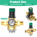 New Pressure Regulator Water 3/4 Inch, Water Pressure Regulator with Water Pressure Gauge and Mesh Filter