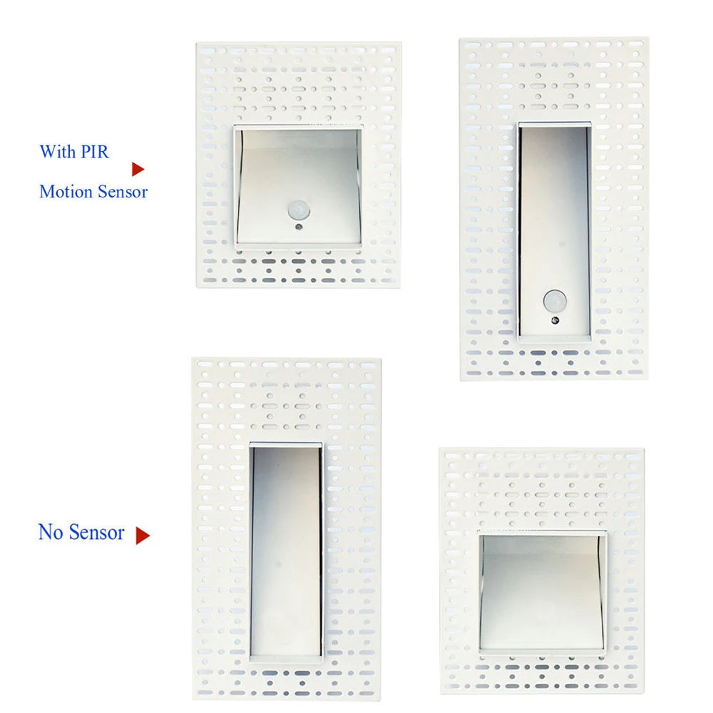 Embedded Frameless LED Step&Stair Wall Lamps 3W Motion Sensor Indoor Bedroom Ladder Foyer Corner Intelligent NightLight 100-240V