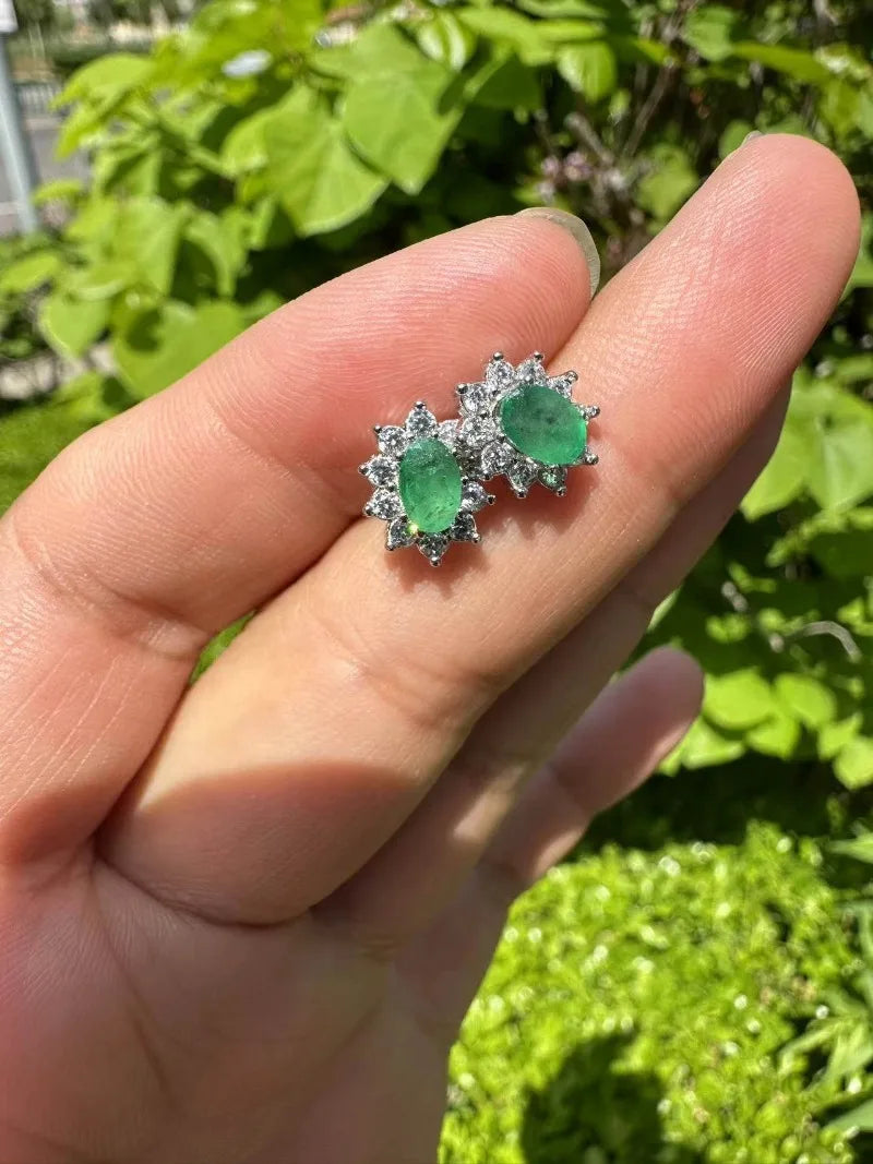 YULEM 4*6mm Natural Emerald Earrings with Certificate Fine Charm Fashion Weddings Jewelry for Women