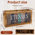 4 Compartments Countertop Utensil Holder Wood Kitchen Storage Box Spatula Chopsticks Spoon Fork Storage Holder Cutlery Organizer