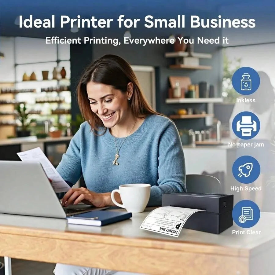 Shipping Label Printer 4x6 Bluetooth Thermal Label Printer For Small Business And Shipping Package, Support Android, IP Ho Ne, W