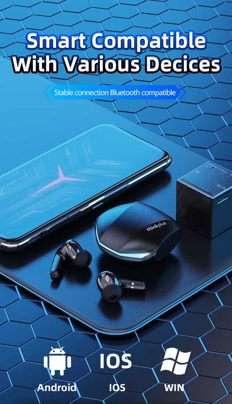 Original Lenovo New GM2 Pro Gaming Headset LED Digital Display Wireless Sport Earbuds HD Call Low Latency Headphones Waterproof