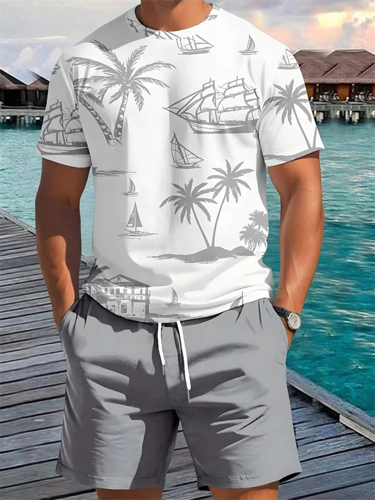 Summer Daily Casual Men's Short Sleeve Shorts Package Urban Street Men's Fashionable T-shirt Outdoor Sports Men's Shorts