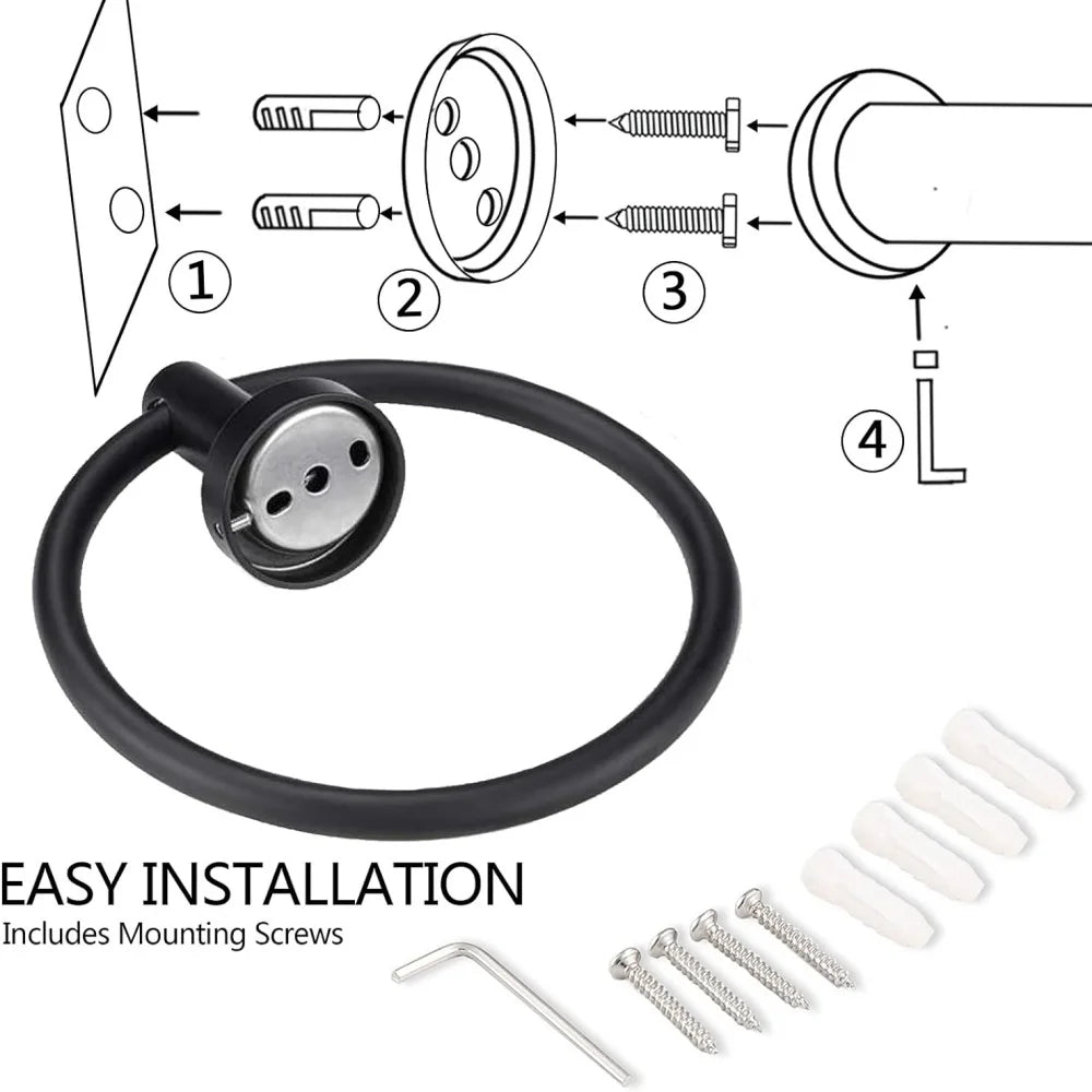 Towel Ring,Modern Hand Towel Holder for Wall,SUS304 Stainless Steel Bathroom Towel Rack, Round Bathroom Towel Hanger ,Towel Rack