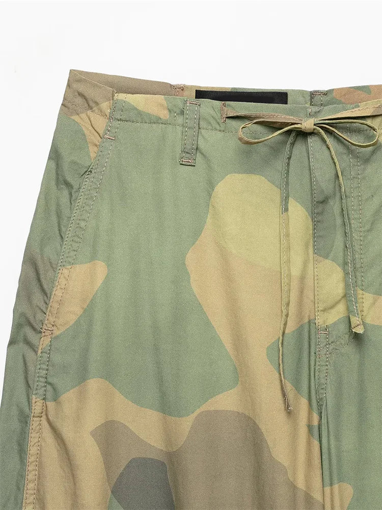 Camo Print Drawstring Waist Women Pants Wide Leg Loose Cut Drawstring Hem Relaxed Fit Casual Trouser Streetwear 2026 New Fashion