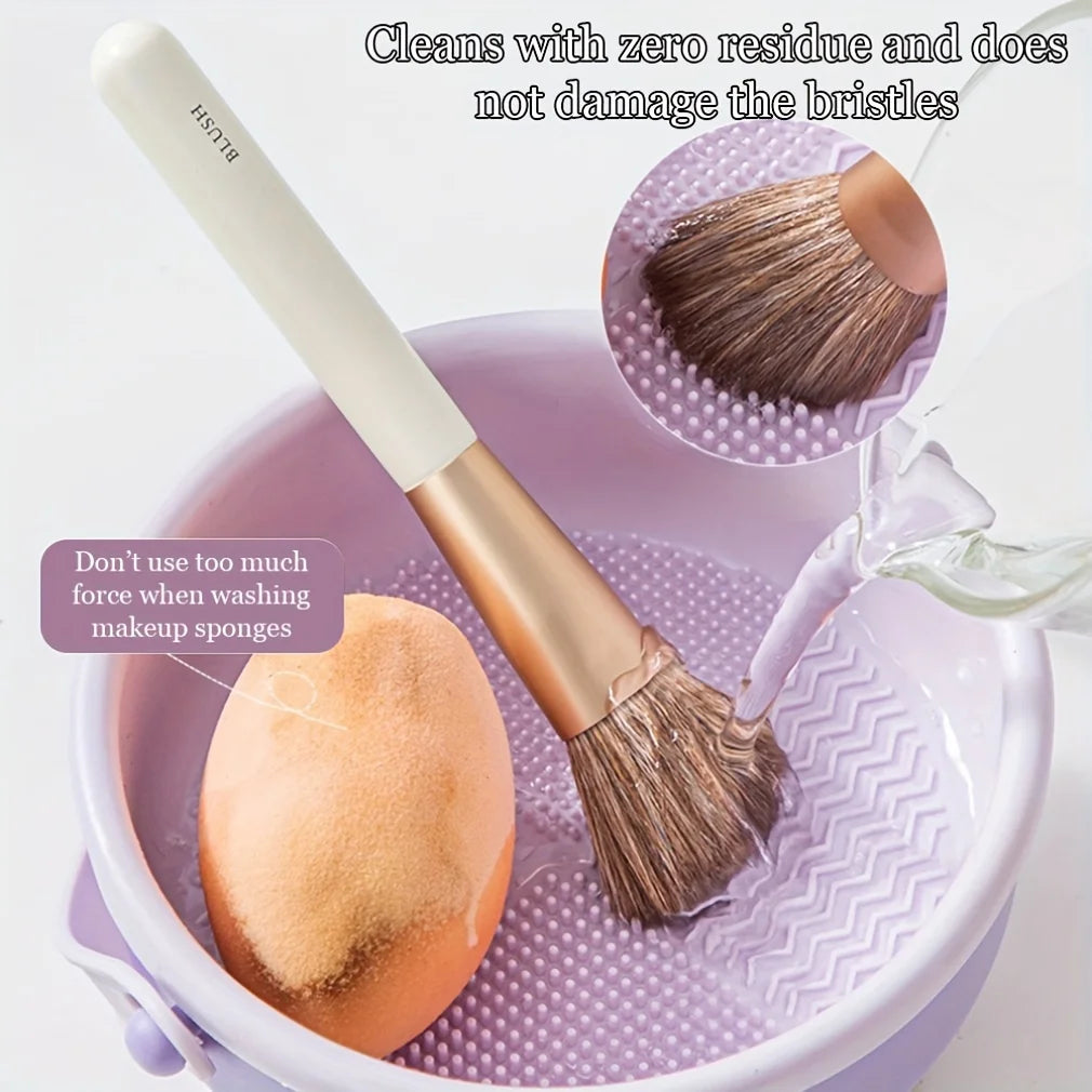 Silicone Makeup Brush Cleaning Bowl Tool Set - Powder Puff Washer and Sponge Storage Artifact for Efficient Makeup Tool Cleaning