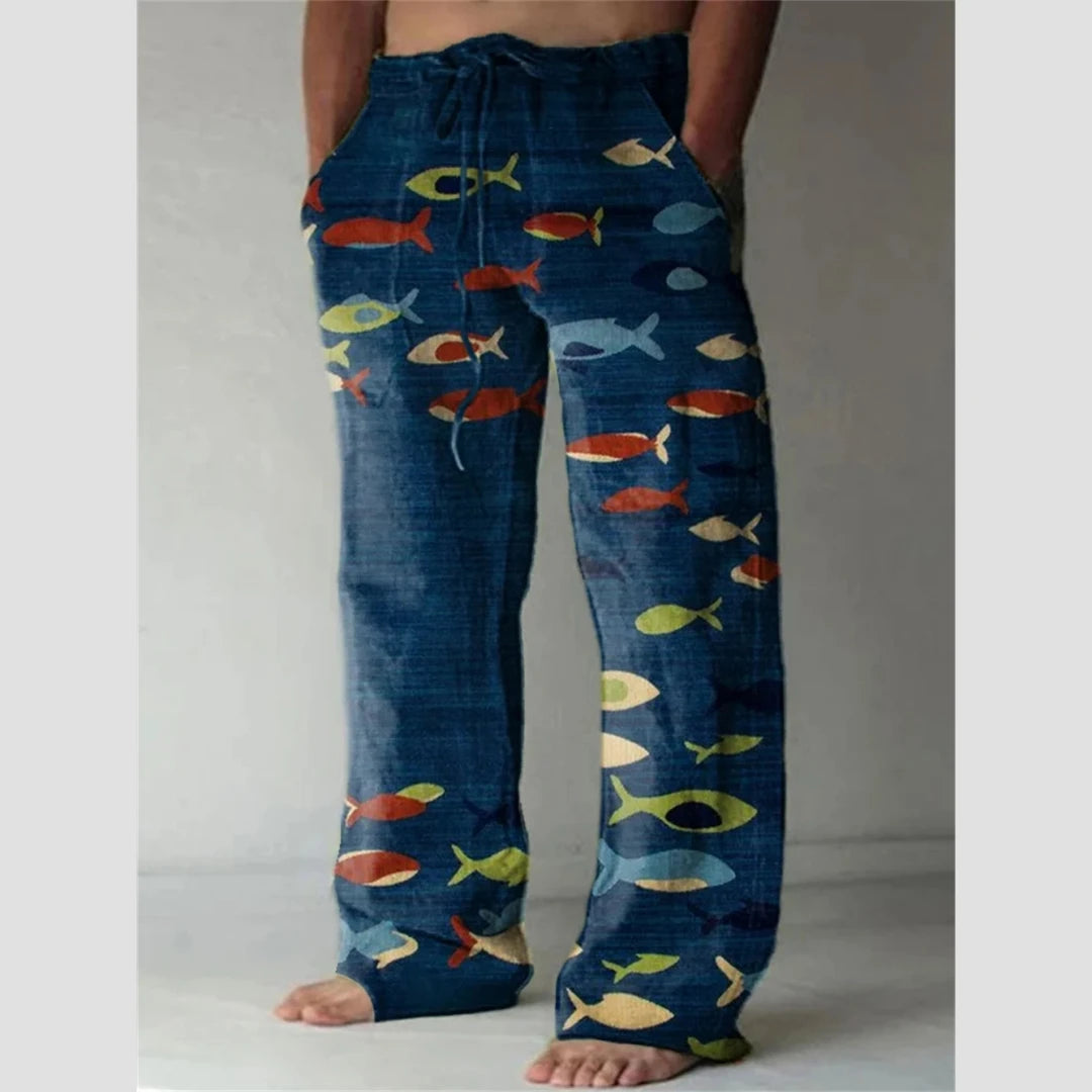 Men's Casual Pants Shark A 3d Printed men's New Winter Pants Fashion men's Loose Casual Pocket Pull Rope Sports Pants