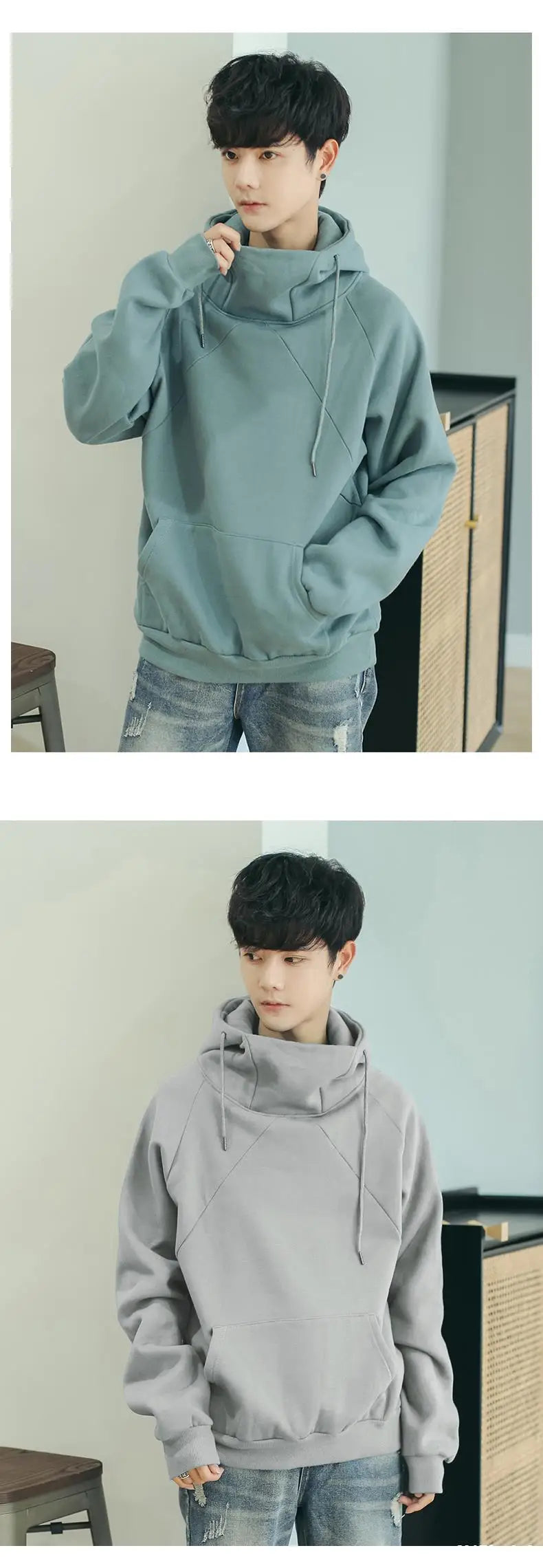 Korean Loose Turtleneck Men's Hooded 2025 New Spring and Autumn Trendy Velvet Jacket