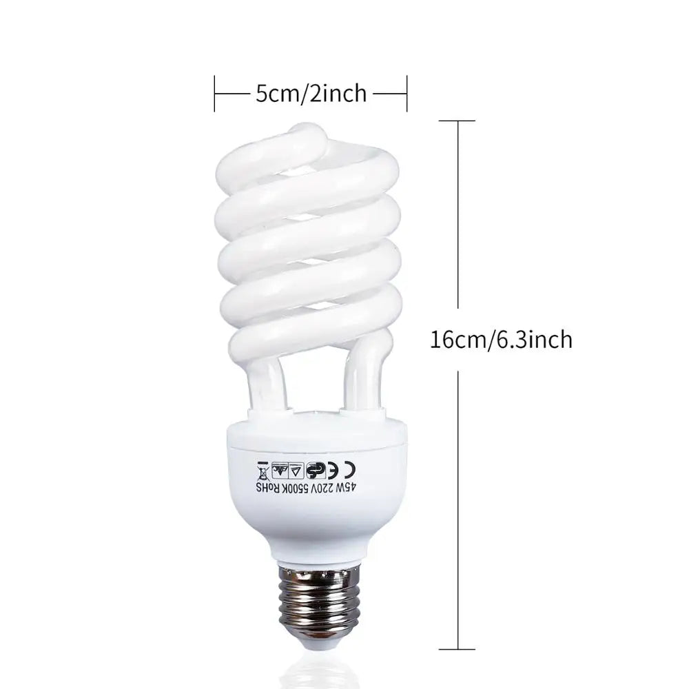 5500K Photography Daylight 4PCS 45W High Bright  Fluorescent Lighting Bulbs E27 Base For Photographic Photo Video Studio