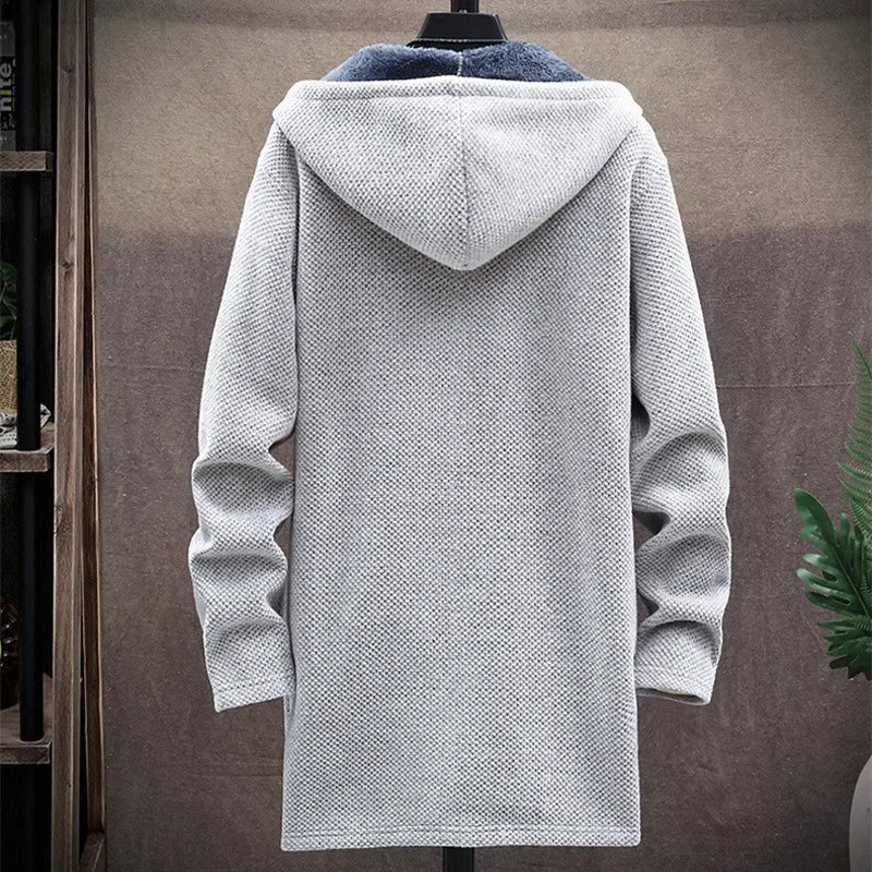 Winter Men Sweater Fleece Cardigan  Jacket Men\'s Slim Sweaters Winter Long Hooded Sweater Thick Warm Coat Mens Clothing 2026