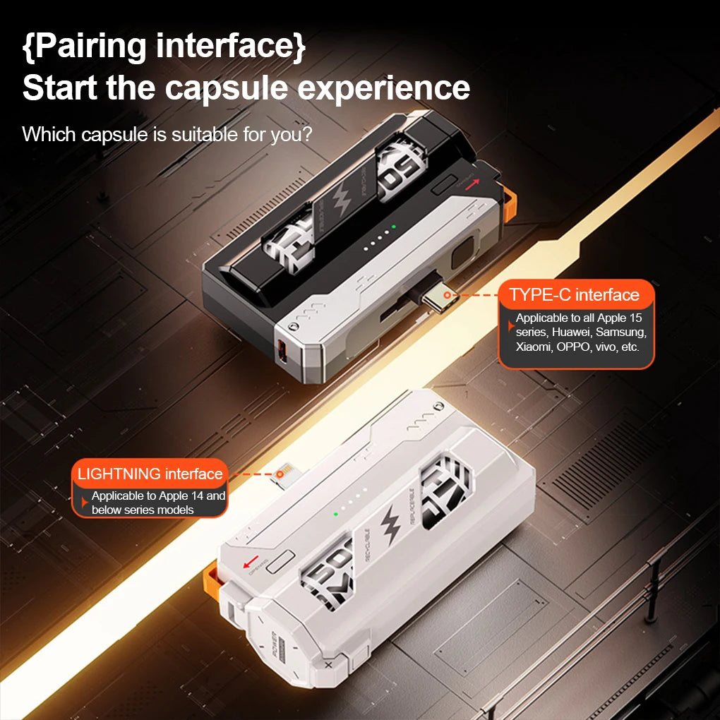 10000mah power bank with replaceable battery fast charging power bank with cable detachable mecha style mobile power bank
