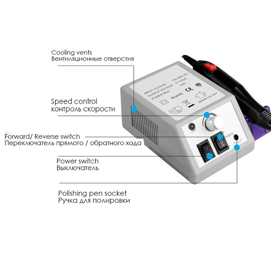 20000RPM Professional Nail Drill Machine Set Nail Files Drill Bits Gel Polish Remover Tools Low Noise Cutters Nail File Kit