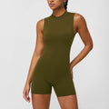 Women Fitness Backless Jumpsuit Sleeveless Gym Running Training Shorts Set Lift Buttocks Padded Jumpsuit